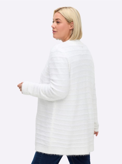 Strickjacke Langarm Jersey Uni Ohne Kragen
