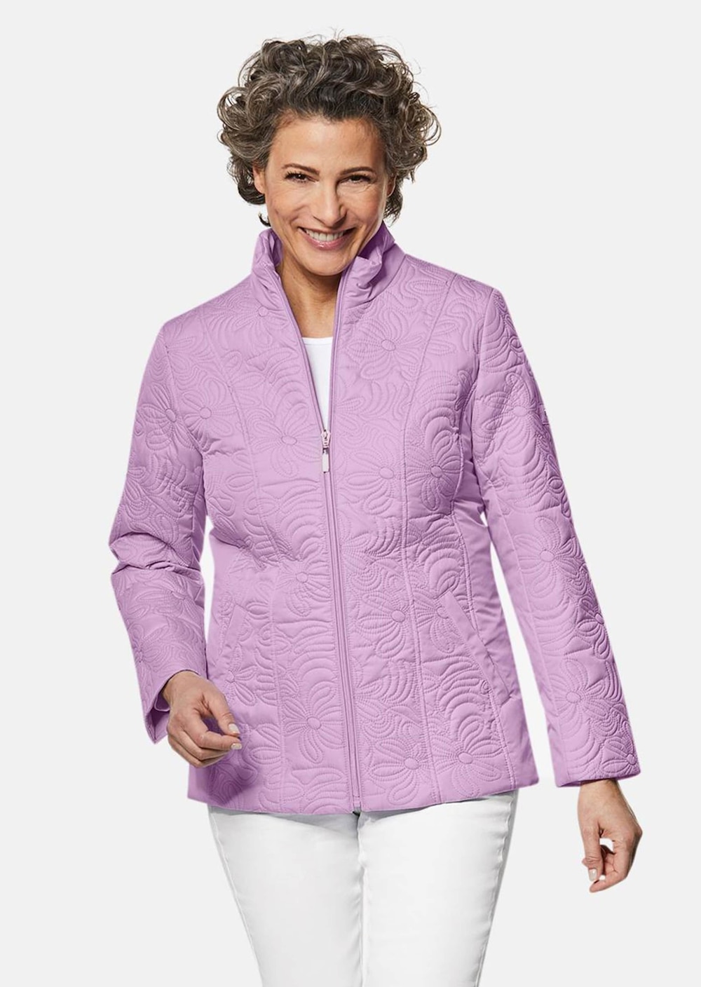 Jacke mit floraler Steppung
