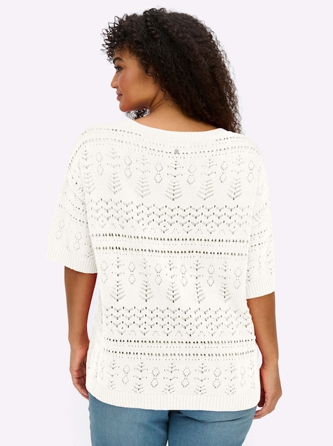 Kurzarm-Pullover Kurzarm Ajour