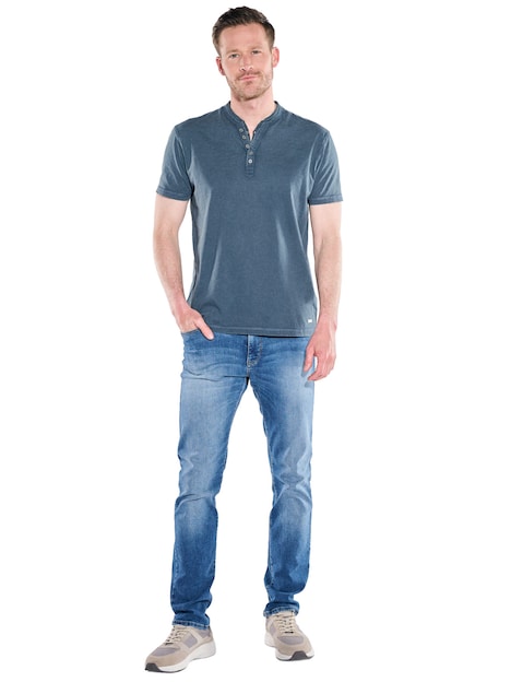 Herren Henley T-Shirt mit Knopfleiste , Indigoblau