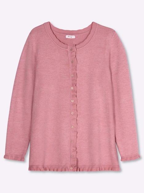 Cardigan Cardigan mit verspielten Volants Langarm Volantkragen