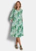 Midikleid mit Blätter-Druck