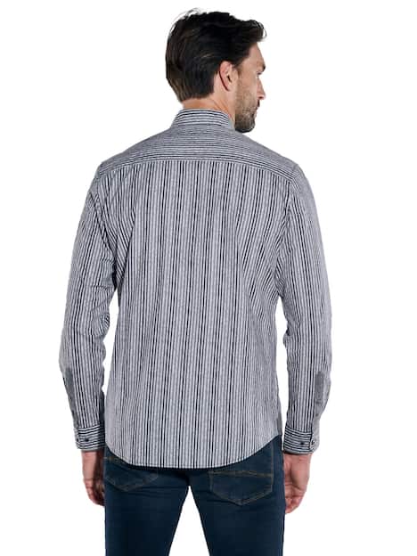 engbers Herren Langarm-Hemd gestreift , Schwarz