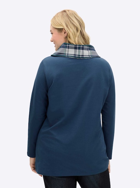 Sweatshirt Langarm Uni Schalkragen