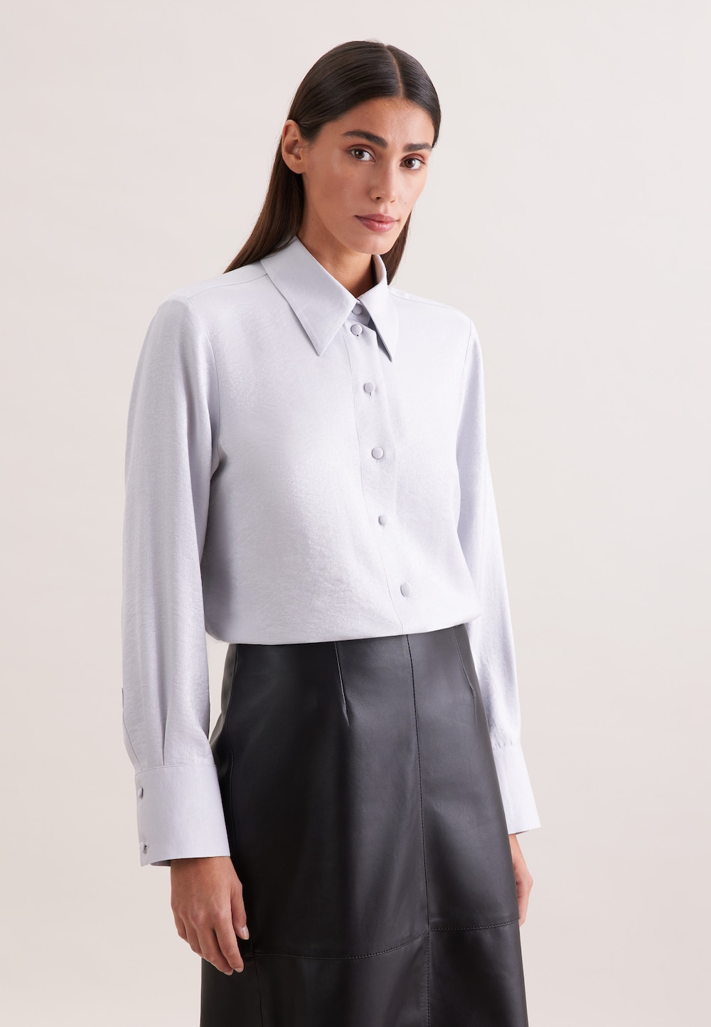 Damen Hemdbluse - Uni glänzend