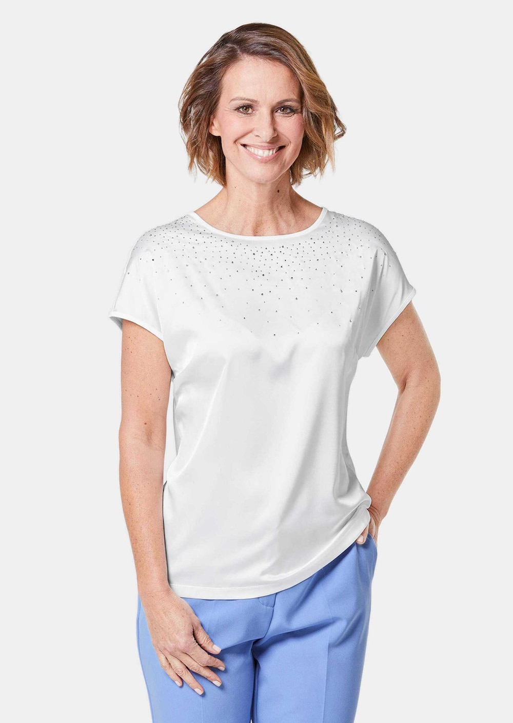 Blusenshirt mit schimmernden Glitzersteinen