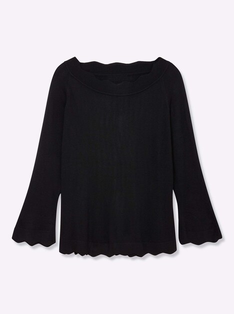 Pullover Langarm Jersey Uni Ohne Kragen