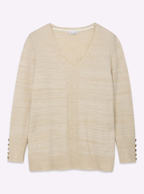 Pullover Langarm Rippoptik, Metallisierende Fasern, Mustermix gestrickt Ohne Kragen