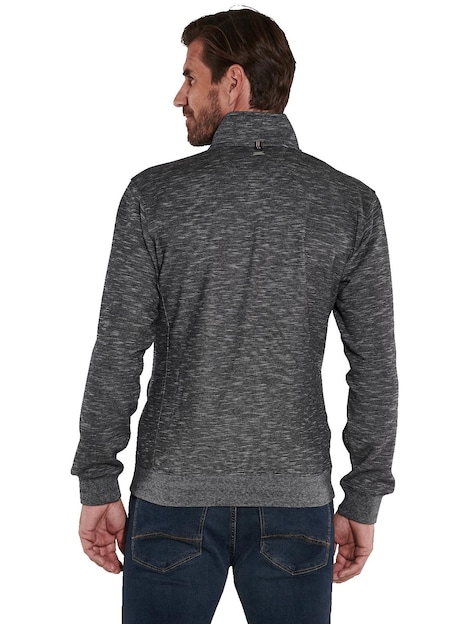 Herren Sweatjacke mit Stehkragen , Dunkelgrau