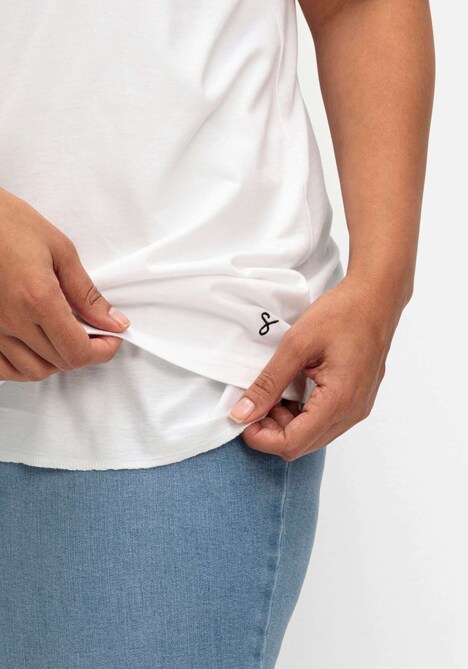T-Shirt Kurzarm Uni Ohne Kragen