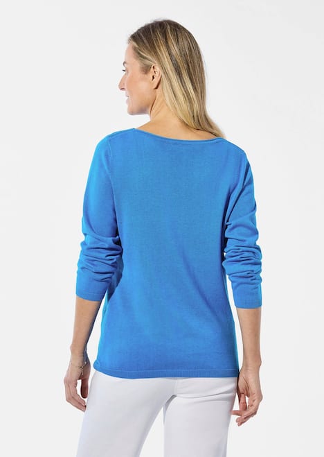 Pullover mit U-Boot-Ausschnitt aus Baumwoll-Viskose-Mix