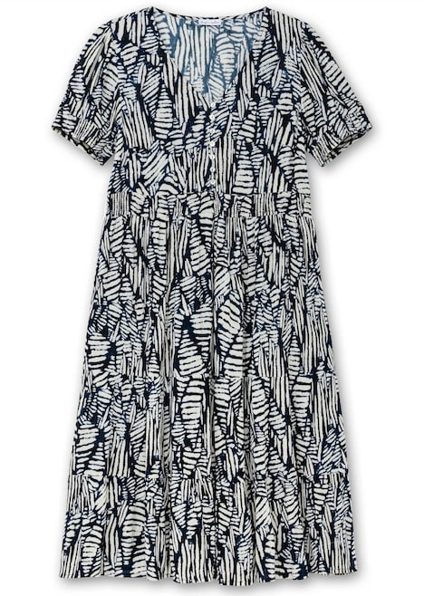 Kleid Kurzarm Print Ohne Kragen