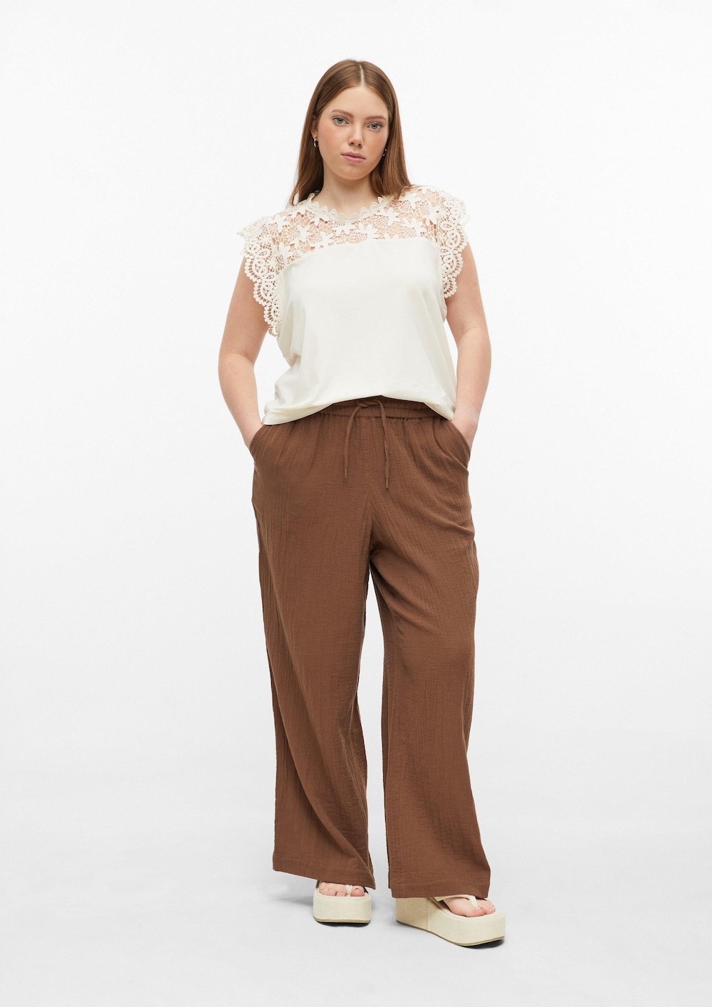 Musselin Hose mit weitem Bein und Elastikbund