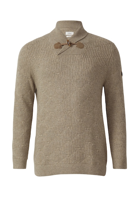 Wollmix-Pullover mit Schalkragen und Struktur