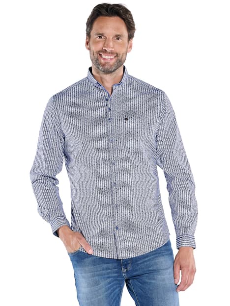 engbers Herren Langarm-Hemd gestreift , Marineblau