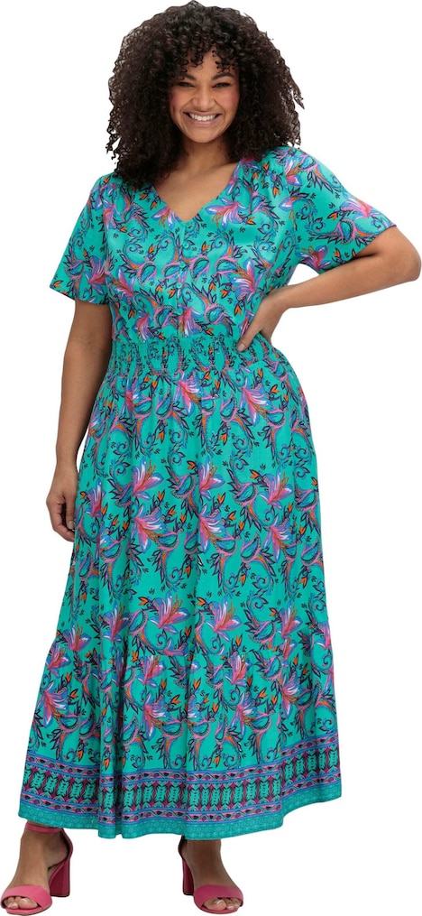 Maxikleid Kurzarm Ohne Kragen