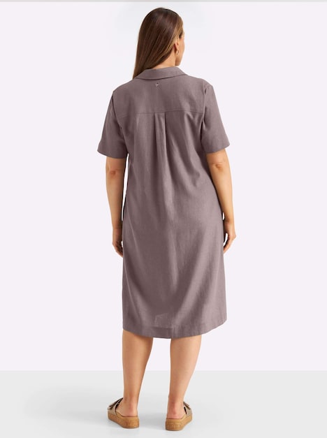 Leinenkleid Kurzarm Hemdkragen