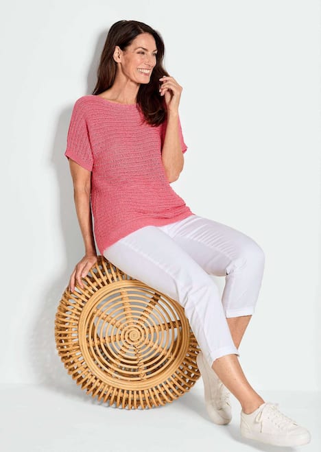 Kurzarm-Pullover mit Rippen