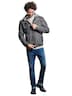 engbers Herren Lederjacke mit Sweat-Kapuze , Grau