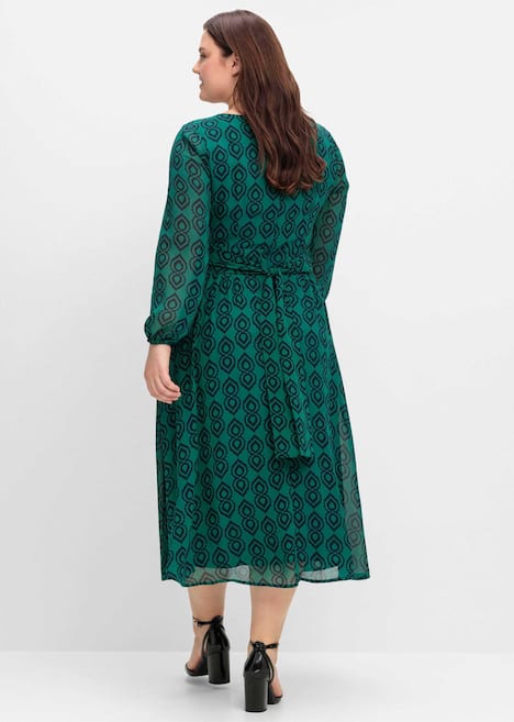 Chiffonkleid Langarm Print