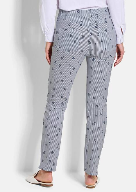 Druckhose mit Streifen und Blüten-Muster