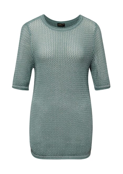 GOLDNER Trui Licht glanzende tricot pullover met luxueus ajourdessin