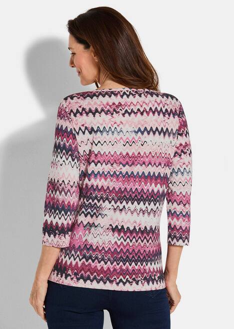 Halbarm-Viskosebluse, Zickzack-Design