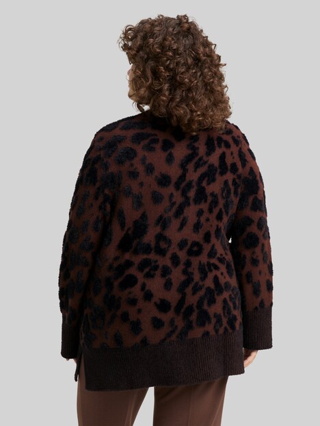 Loose Fit Cardigan mit Leo-Muster