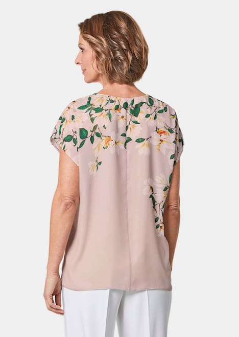 GOLDNER Schlupfbluse Luchtige blouse van chiffon met een bloemenprint