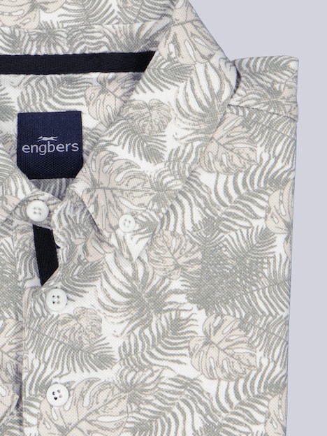 Herren Gemustertes Poloshirt mit Knopfleiste , Beige