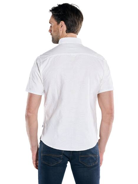 engbers Herren Kurzarm-Hemd gemustert , Naturweiss