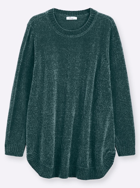 Pullover Pullover aus weicher Chenille-Qualität Langarm ohne Kragen