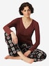 Schiesser Damen Pyjamaoberteil Mix + Relax - burgund