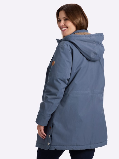 Outdoorjacke Parka mit kuscheligem Teddyfutter Langarm Stehkragen