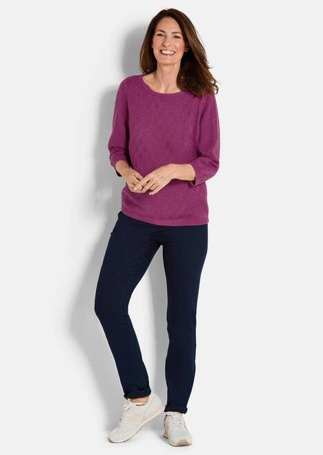 Halbarm Baumwollpullover mit Struktur