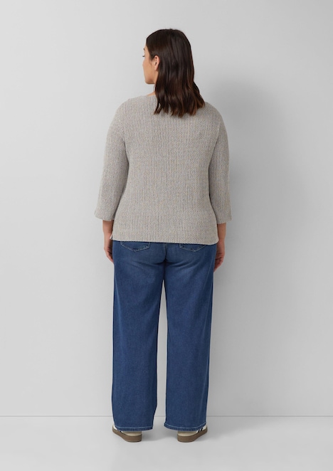 Verkürztes Struktur Shirt mit 3/4-Arm
