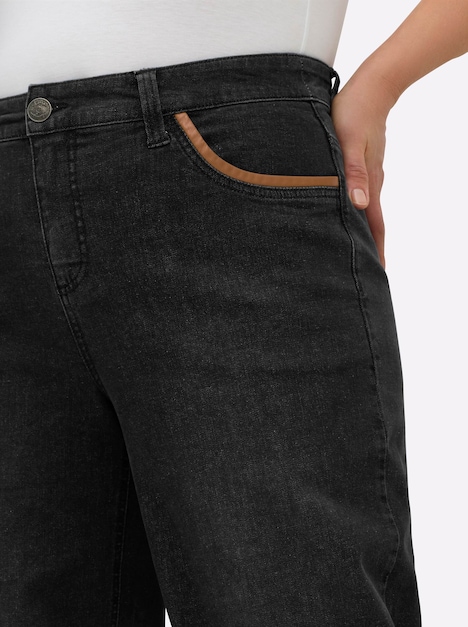 Jeans Jeans mit weitem Bein und Paspelierung Formbund Uni