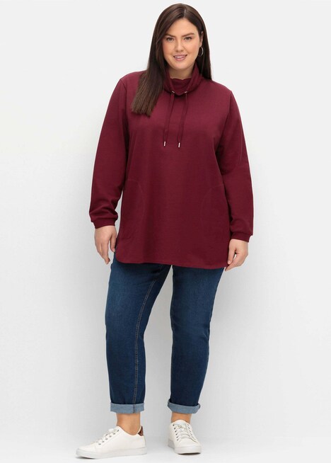 Sweatshirt Langarm Uni Stehkragen