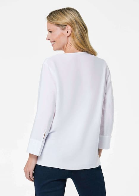 Viskosebluse mit 3/4-Ärmeln, Rundhals