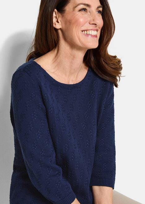 Halbarm Baumwollpullover mit Struktur