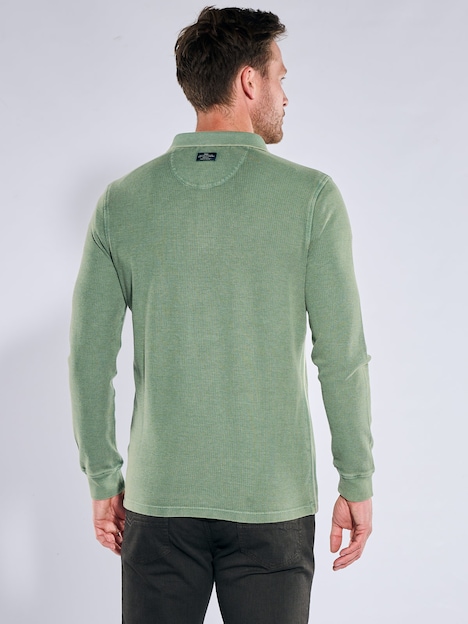 Herren Poloshirt langarm , Gruen