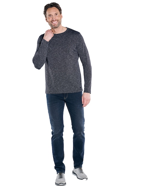 Herren Langarm-Shirt regular , Saphirblau