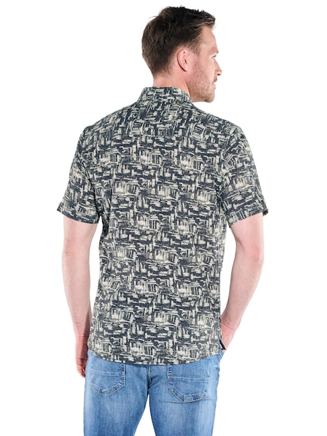 Herren Elastisches Seersucker Hemd , Dunkelgruen