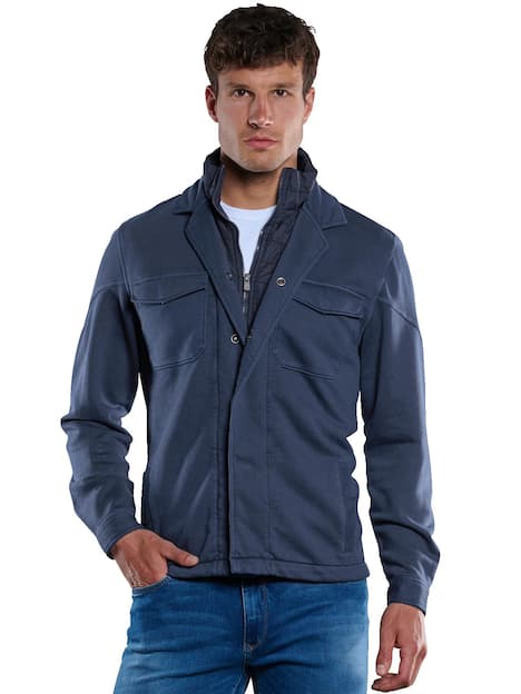 engbers Herren Sweatjacke mit Nylon-Einsatz , Saphirblau