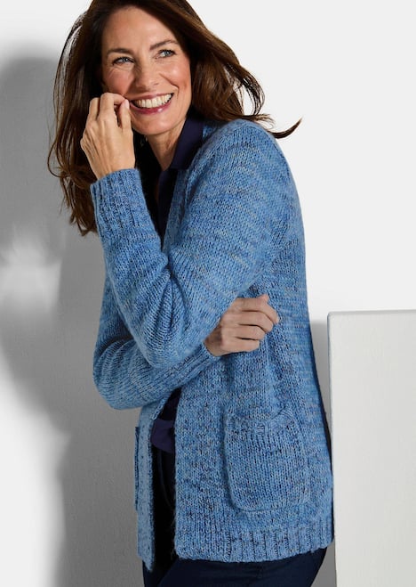 Langarm Melange-Cardigan, flauschig