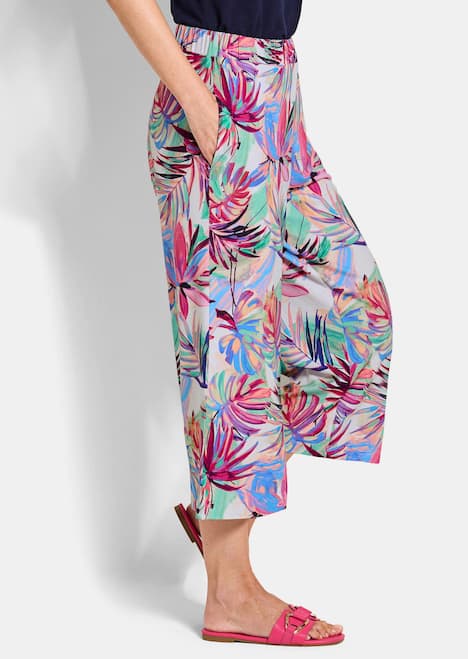 Jerseyhose mit Palmen-Print
