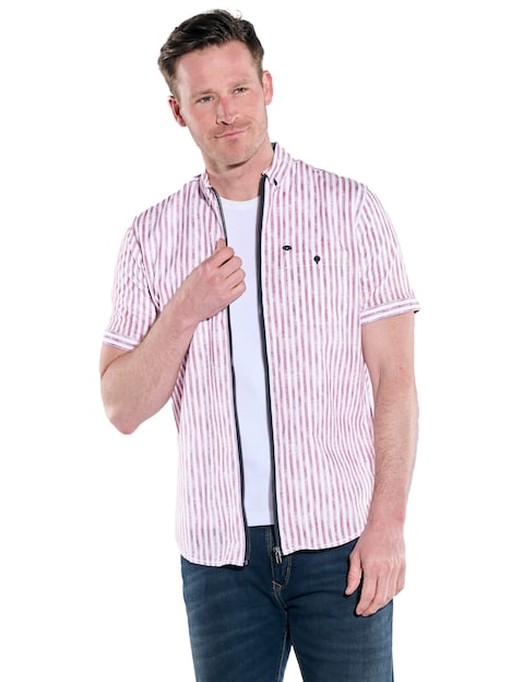 Herren Kurzarm-Hemd strukturiert , Rot