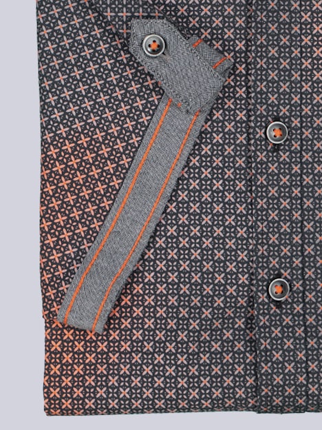 Herren Kurzarm-Hemd gemustert , Orange