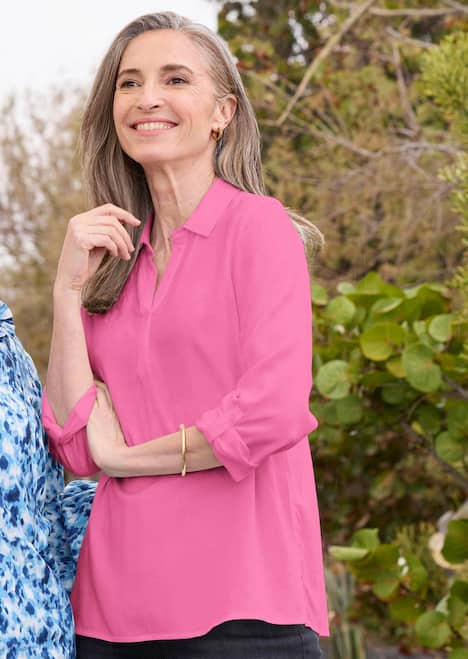 Zeitlose Viskosebluse mit Hemdkragen