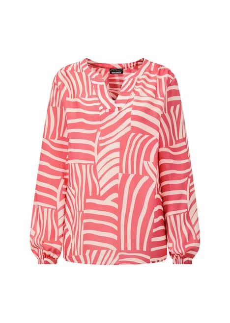 Grafische Viskosebluse mit Schlitz